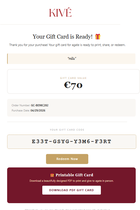 KIVE Digital Gift Card 3